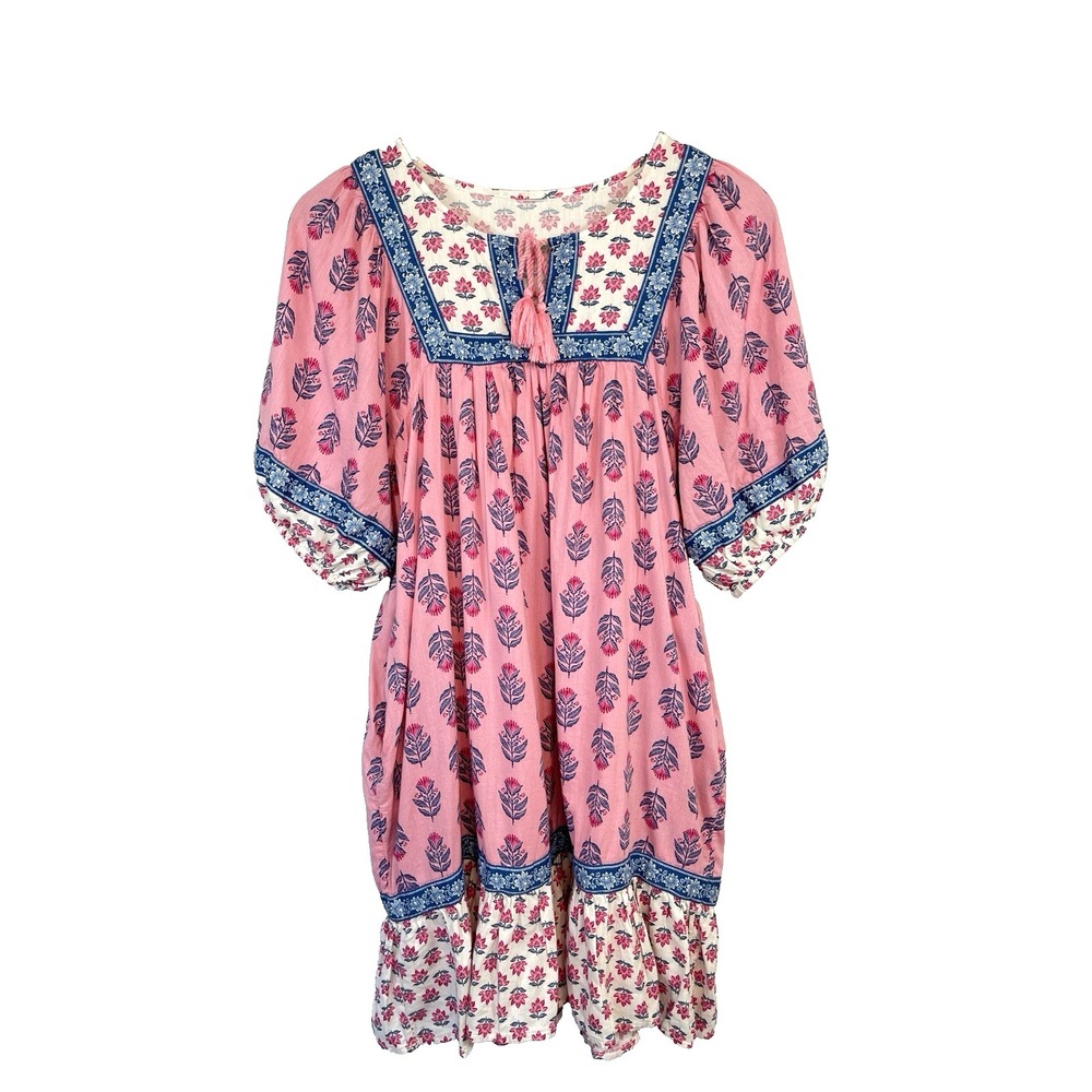 Old‎ Navy Womens Puff Sleeve Floral Mixed Print Mini Swing Dress Pink S  Cottage
